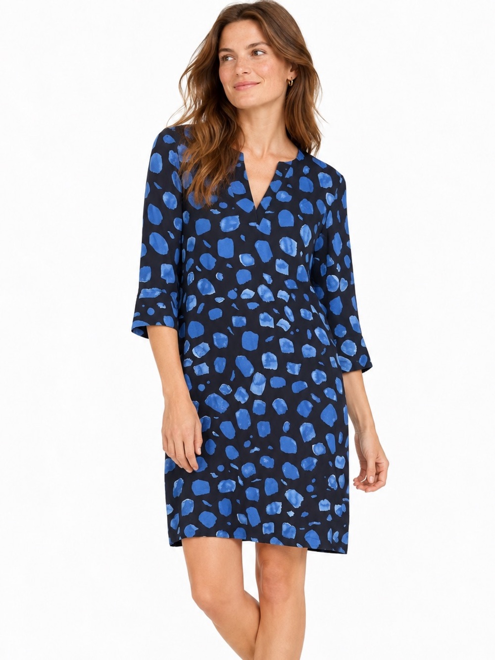 NWT Selected Femme Dark Navy Dutch Blue Spotty Watercolor Mini Dress